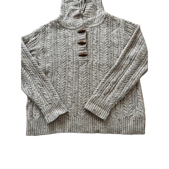 Eddie Bauer Women’s Wool & Cashmere Blend Hooded Cable Knit Fisherman Sweater XL - Picture 6 of 13